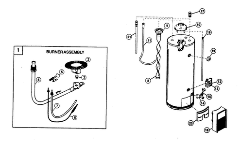 Water Heater Diagram and Parts List for 153331712HA  Kenmore Water Heater