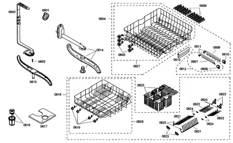 Rack Assy Diagram and Parts List for SHE46C05UC 47 Bosch Dishwasher