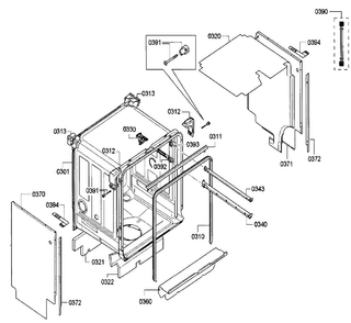 Frame Diagram and Parts List for SGV68U53UC A3 Bosch Dishwasher