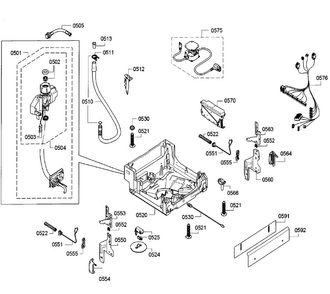 Base Diagram and Parts List for SPV5ES53UC 07 Bosch Dishwasher