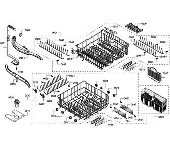 Baskets Diagram and Parts List for SHE55M12UC 60 Bosch Dishwasher