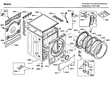 Cabinet Diagram and Parts List for WFVC544CUC 20 Bosch Washer