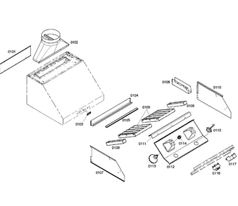 Range Hood Diagram and Parts List for PH30CS 01 Thermador Range Hood