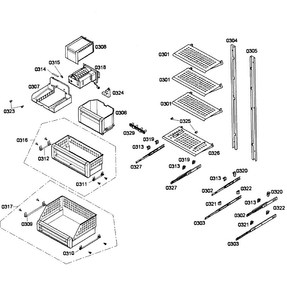 Shelfs Diagram and Parts List for T24IF70NSP 37 Thermador Freezer