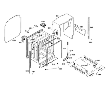 Body Diagram and Parts List for SHE55P05UC 53 Bosch Dishwasher