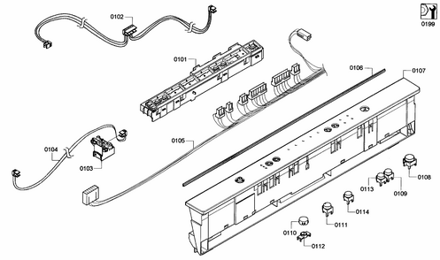 Control Panel Diagram and Parts List for S46KMK15UC 05 Bosch Dishwasher