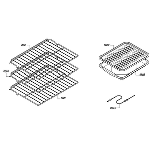 Shelfs Diagram and Parts List for HBN5450UC 06 Bosch Wall Oven