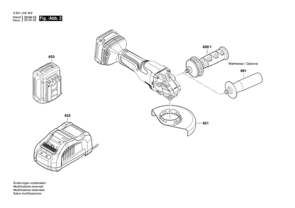Diagram 2 Diagram and Parts List for GWS18V-15C 3 601 JH6 402 Bosch Angle Grinder