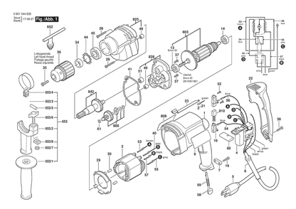 Section 1 Diagram and Parts List for 0601048639  Bosch Drill