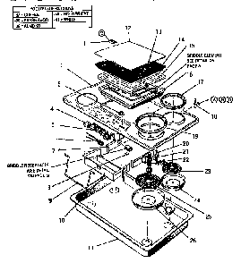 Section 4 Diagram and Parts List for CV213601  Thermador Cooktop