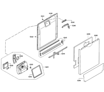 Door Assy Diagram and Parts List for SGE63E15UC 50 Bosch Dishwasher