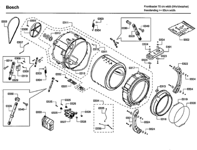 Drum Diagram and Parts List for WFVC544CUC 20 Bosch Washer