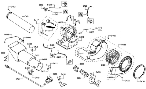 Motor Assy Diagram and Parts List for WTVC553CUC 10 Bosch Dryer