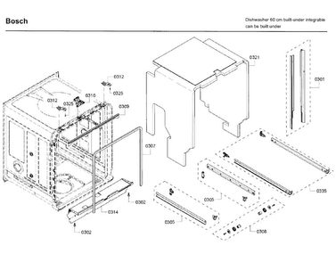Frame Diagram and Parts List for SHX68T56UC 07 Bosch Dishwasher