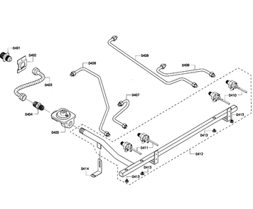 Manifold Diagram and Parts List for PRD304EG 06 Thermador Range