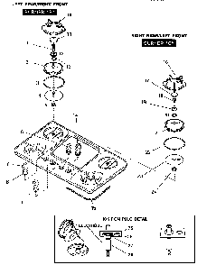 Knobs & Burner Diagram and Parts List for SGS36GW  Thermador Cooktop