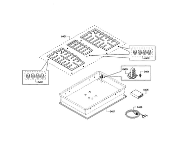 Grate Assy Diagram and Parts List for NGM5055UC 01 Bosch Cooktop