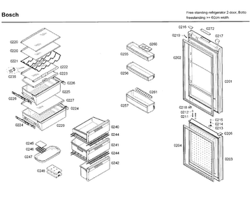 Door/drawer Asy Diagram and Parts List for B10CB80NVW 03 Bosch Refrigerator