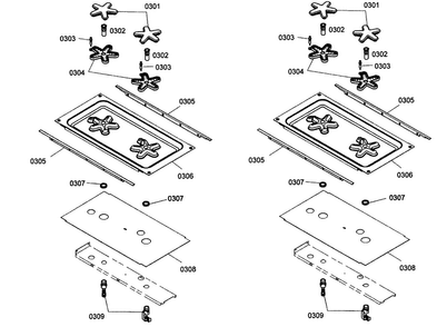 Burner Assy Diagram and Parts List for PRL364EDG02  Thermador Range