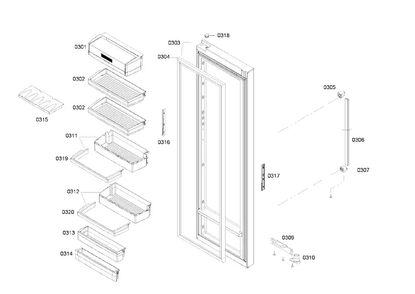 Right Door Diagram and Parts List for B22CS80SNS 02 Bosch Refrigerator