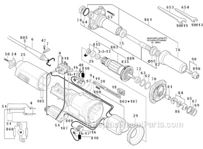 Page A Diagram and Parts List for DG355LCE  Bosch Angle Grinder