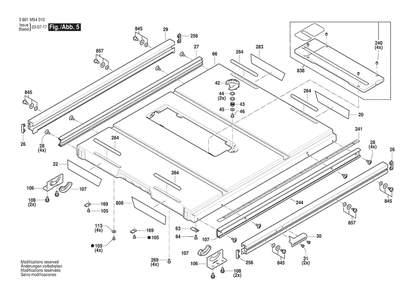 Diagram 5 Diagram and Parts List for GTS15-10 3601M54010 Bosch Table Saw
