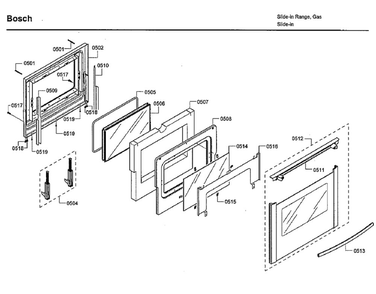 Door Diagram and Parts List for HDI7282U 06 Bosch Range