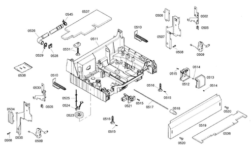 Base Assy Diagram and Parts List for SHE45M02UC 50 Bosch Dishwasher