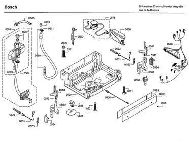 Base Diagram and Parts List for SHX7ER55UC 86 Bosch Dishwasher