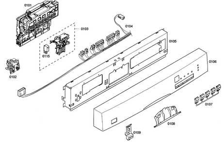 Control Panel Diagram and Parts List for SHE33M06UC 46 Bosch Dishwasher