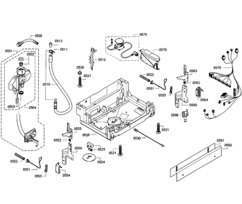 Base Assy Diagram and Parts List for SGV63E03UC 01 Bosch Dishwasher