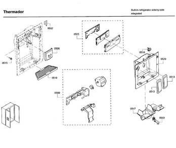 Dispenser Asy Diagram and Parts List for T42BD820NS 01 Thermador Refrigerator