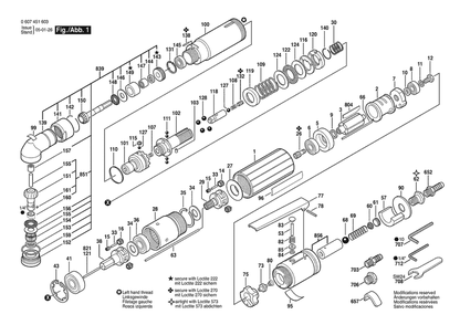 Section 1 Diagram and Parts List for 370WDWAS28-360 0607451603 Bosch Screwdriver