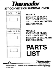Cover Page Diagram and Parts List for CMT127N-01  Thermador Microwave