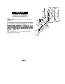 Electric Water Heater Diagram and Parts List for 153329263  Kenmore Water Heater