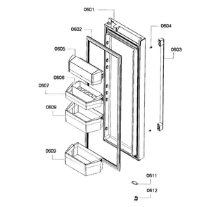 Right Door Diagram and Parts List for B26FT70SNS 01 Bosch Refrigerator