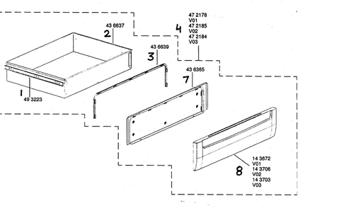 Warming Drawer Assy Diagram and Parts List for HES442U 01 Bosch Range