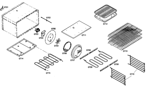 Oven Parts Diagram and Parts List for PRD364ELHU02  Thermador Range