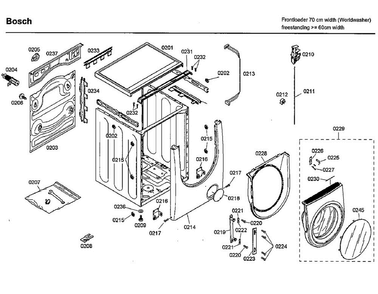 Cabinet/front Door Diagram and Parts List for WFMC4301UC 04 Bosch Washer