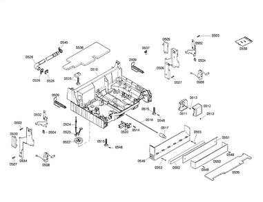 Base Diagram and Parts List for SHX45P05UC 60 Bosch Dishwasher