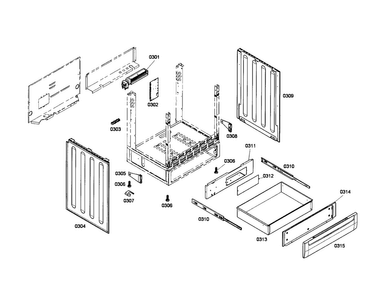 Drawer Diagram and Parts List for HEI7032U 03 Bosch Range