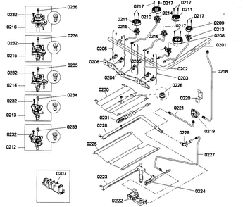 Burners Assy Diagram and Parts List for HGS3063UC 01 Bosch Range