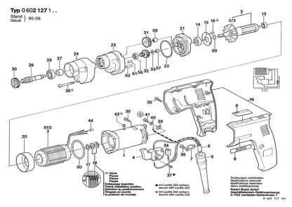 Section 1 Diagram and Parts List for 0602127101  Bosch Drill