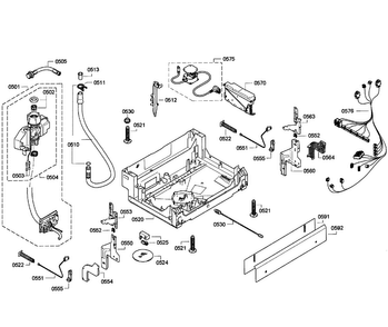 Base Assy Diagram and Parts List for SGE63E06UC 48 Bosch Dishwasher