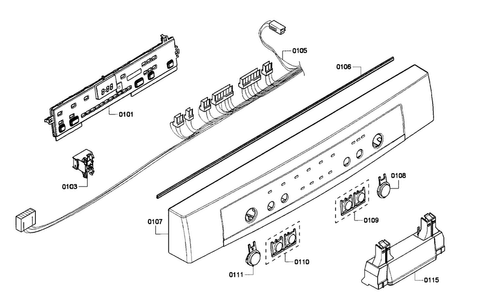 Control Panel Diagram and Parts List for SHE4AP06UC 03 Bosch Dishwasher