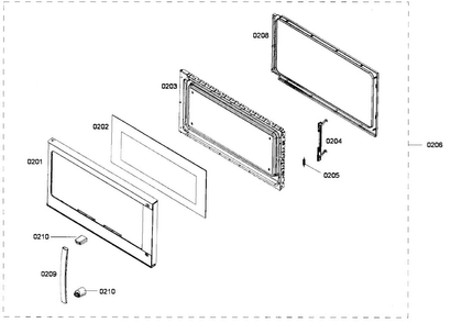 Door Assy Diagram and Parts List for HMV3051U 01 Bosch Microwave