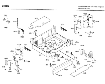 Base Diagram and Parts List for SHX46A05UC 26 Bosch Dishwasher