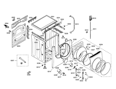 Cabinet/door Diagram and Parts List for WFMC6401UC 02 Bosch Washer