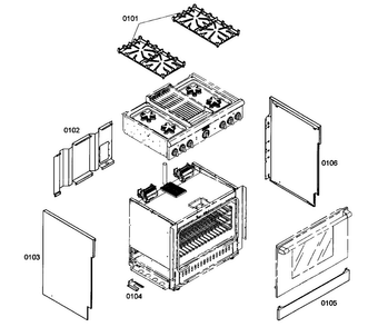 Outside Parts Diagram and Parts List for PRD364ELHU02  Thermador Range