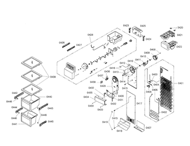 Freezer Section Diagram and Parts List for B20CS80SNB 01 Bosch Refrigerator